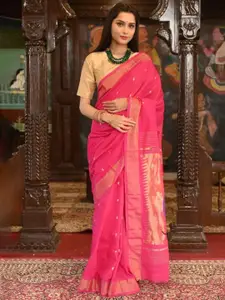 Very Much Indian Pink Pure Cotton Paithani Saree
