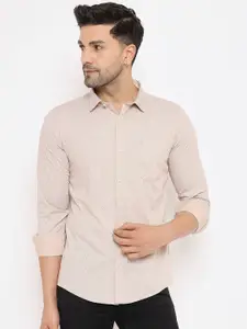 Duke Slim Fit Geometric Printed Spread Collar Long Sleeves Cotton Casual Shirt