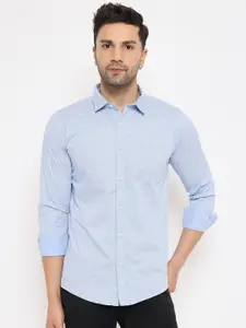 Duke Slim Fit Geometric Printed Spread Collar Long Sleeves Cotton Casual Shirt