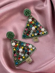 Digital Dress Room Multicoloured Triangular Studs Earrings