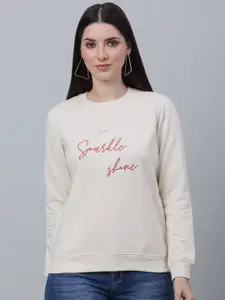 Cantabil Typography Printed Fleece Pullover Sweatshirt