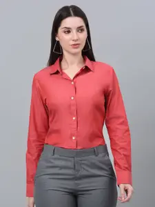 Crozo By Cantabil Women Coral Comfort Opaque Formal Shirt