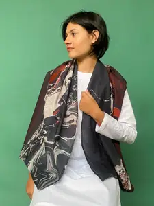 BUTA BUTI Women Marble Printed Cotton Scarf