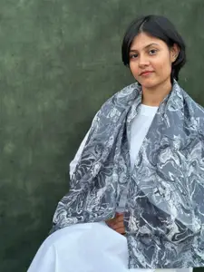 BUTA BUTI Abstract Marble Printed Cotton Scarf