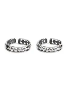 March by FableStreet 92.5 Sterling Silver Chevron Filigree Adjustable Toe Rings