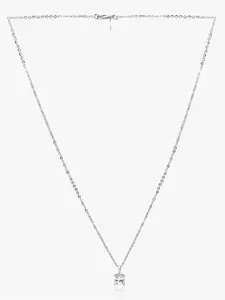 March by FableStreet Rhodium-Plated Square-Shaped CZ- Stone Studded Pendants with Chains