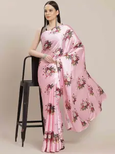 Stylefables Pink Poly Georgette Saree