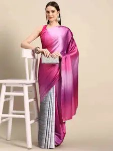 Stylefables Pink Poly Georgette Saree