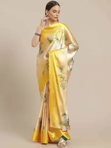 Stylefables Yellow Poly Georgette Saree