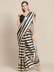 Stylefables Black Poly Georgette Saree