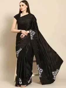 Stylefables Black Poly Georgette Saree