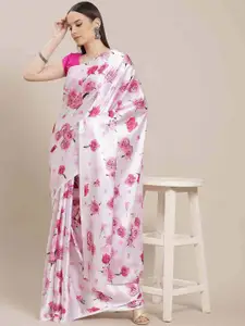 Stylefables White Poly Georgette Saree