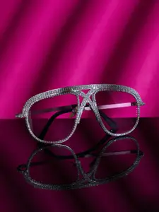 HAUTE SAUCE by  Campus Sutra HAUTE SAUCE by Campus Sutra Women Pink Lens & Silver-Toned Fashion with UV Protected Lens Sunglasses