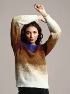 iki chic Ombre Cotton Woollen Knitted Fuzzy Pullover
