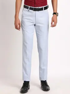 Turtle Men Smart Slim Fit Checkered Formal Trousers