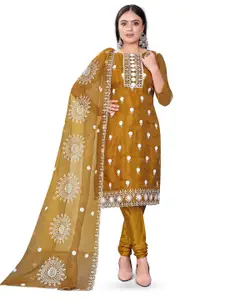 MANVAA Floral Embroidered Organza Unstitched Dress Material