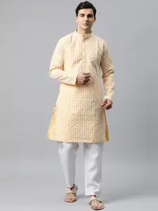Luxrio Men Ethnic Motifs Embroidered Cotton Kurta