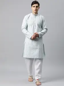 Luxrio Men Woven Design Thread Work Cotton Kurta