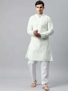 Luxrio Men Ethnic Motifs Embroidered Chikankari Cotton Kurta