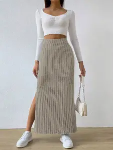 StyleCast Self Design Flared Maxi Skirts