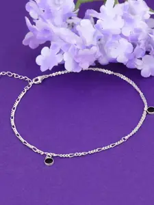 GIVA 925 Sterling silver Rhodium-Plated Dual Beaded Single Anklet