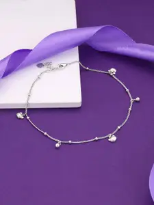 GIVA Set Of 2 German Silver Rhodium Plated Anklets