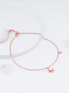 GIVA 925 Sterling Silver Rose Gold Plated Pearl Beaded Anklets