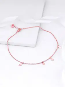 GIVA 925 German Silver Rose Gold Plated Charm Anklet