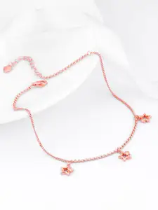 GIVA Rose Gold Plated Merging Stars Anklets