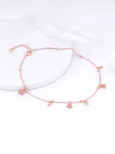 GIVA 925 Sterling Silver Rose Gold Plated Chiming Clubs Anklets