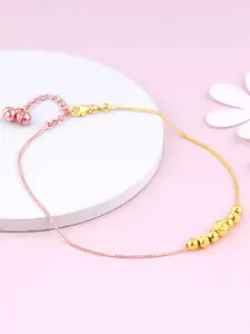 GIVA Set Of 2 925 Sterling Silver Rose Gold & Gold Plated Beaded Anklets