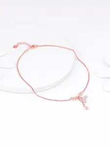 GIVA Rose Gold Plated 925 Sterling Silver Mermaid Tail Anklets