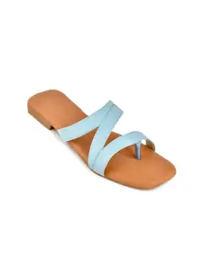 Padvesh Women Turquoise Blue Open Toe Flats
