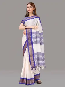 ZIBLON Blue Woven Design Zari Art Silk Handloom Kanjeevaram Saree