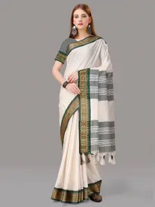 ZIBLON Green Woven Design Zari Art Silk Handloom Kanjeevaram Saree
