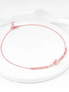 GIVA 925 Sterling Silver Rose Gold Plated A La Mode Anklets