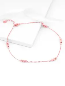 GIVA 925 Sterling Silver Rose Gold Plated Triple Beaded Anklet