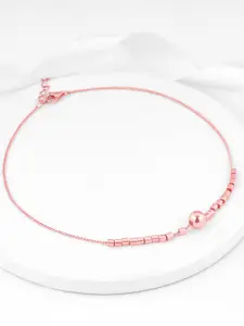 GIVA 925 Sterling Silver Rose Gold-Plated Beaded Anklet
