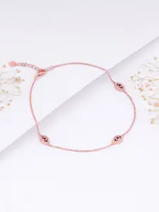 GIVA 925 Sterling Silver Rose Gold Plated Stone Studded Anklets