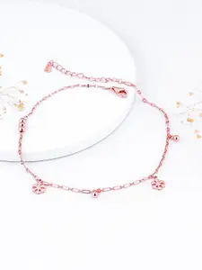 GIVA 925 Sterling Silver Rose Gold Plated Snowflake Anklets