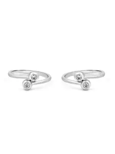 Zarkan Rhodium-Plated 92.5 Sterling Silver CZ-Studded Victorious Vision Toe Rings