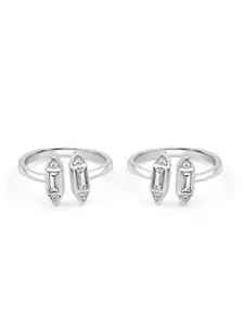 Zarkan Rhodium-Plated 92.5 Sterling Silver CZ-Studded Rowing Boat Toe Rings