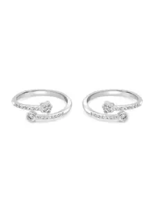 Zarkan 92.5 Sterling Silver Rhodium Plated CZ-Studded Exceeding Excellence Toe Rings