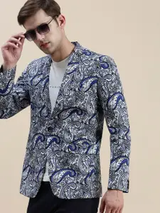 SHOWOFF Printed Notched Lapel Slim-Fit Single-Breasted Blazer