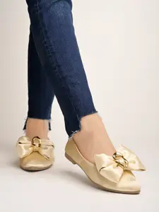 Shoetopia Pointed Toe Party Ballerinas With Bows