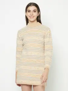 Knitstudio Self Design Long Sleeves Woollen Sheath Sweater Dress
