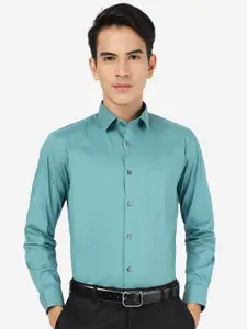 Greenfibre Men Green Slim Fit Opaque Striped Party Shirt
