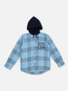 Pepe Jeans Boys Blue Checked Casual Shirt