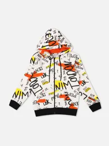 Pepe Jeans Boys Typography Printed Hooded Front-Open Sweatshirt