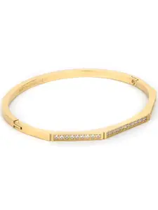 SANTA BARBARA POLO & RACQUET CLUB Women Gold Plated Stainless Steel Bangle Style Bracelet